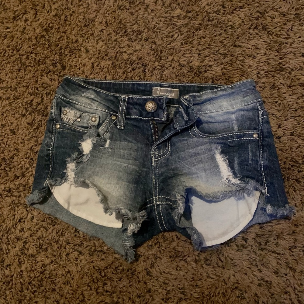 Distressed jean shorts